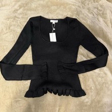Baltic Born Black Ribbed Square Neck Top M