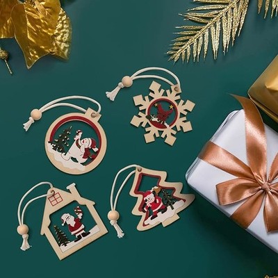 Europäischer Stil Holz Anhänger Ornamente für Urlaub Wand Baum und Kaminsims