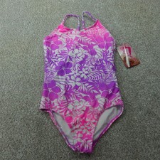 Kanu Surf Swimsuit Girls 12 Pink Purple Ombre Floral One Piece Swimwear 2837