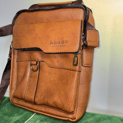 Weixier Men's Crossbody Bag Shoulder Messenger Bag Brown Zipper | eBay