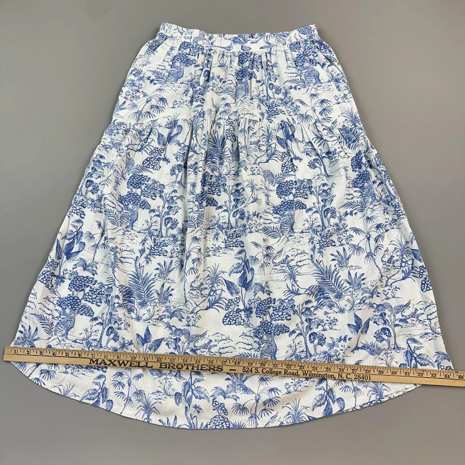 Falda Nicole Miller Mujer Grande Lino Estampado Rayón Midi Bolsillos Boho Verano Foto 2 de 4