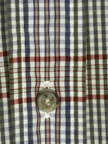 Burberry London Men's Beige Red Gray Plaid Button Down Short Sleeve Shirt L USA - Picture 2 of 4