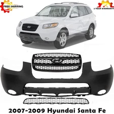 Front Bumper Cover Fascia & Grille Assembly Kit For 2007-2009 Hyundai Santa Fe