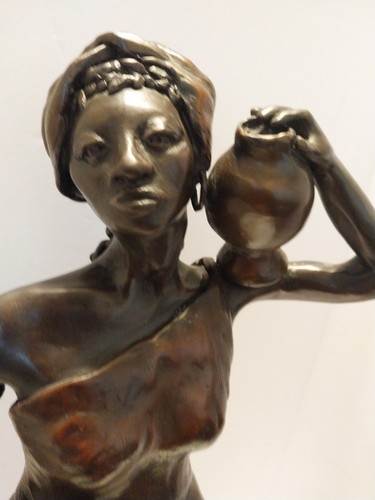 17 ' Bronze Ethnic Lady Wi Pot Stunning Detail In This Piece Gorgeous Character - Picture 5 of 16