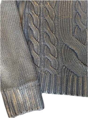 Designer Rachel Roy Women’s Sweater Mock Neck Metallic Blue Cable Knit NWT Small - Picture 2 of 10