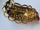 Vintage MCM Rhinestone Brooch Earrings Set Amber Topaz Gold Tone — photo 8