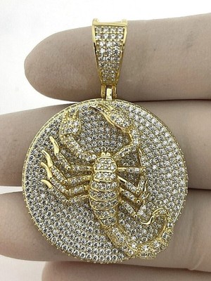 6Ct Round Cut Lab-Created Diamond Men's Scorpion Pendant 14K Yellow Gold Finish