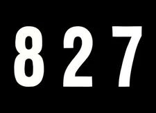 "#827" 7" Tall White "Extreme" Stick-On Race Numbers - 3 Pack Dirt Digits