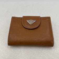 Vintage Courreges Paris Brown Leather Wallet Made In France Two Unicorns 3.5x4.5