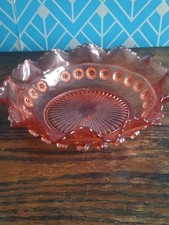 Vintage Davidson Amber Glass Blackberry Prunt Bowl