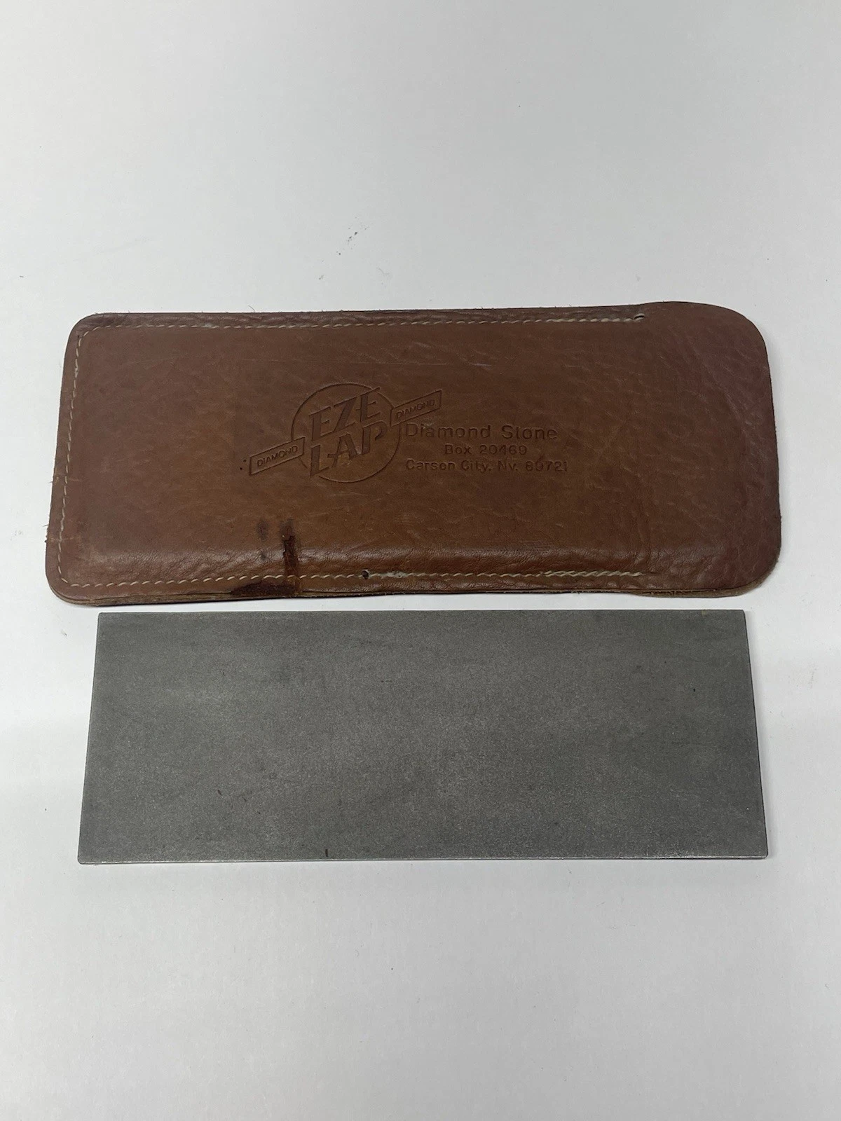 Vintage EZE LAP Diamond Sharpening Stone & Leather Sheath - Hone Knife Sharpener