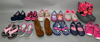Adorable Small Girl Shoes & Sandals Sizes 4 thru 9 For Small Girls - 12 Pairs