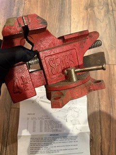 Sears Vintage Red Bench Swivel Base Vise 4 1/2"