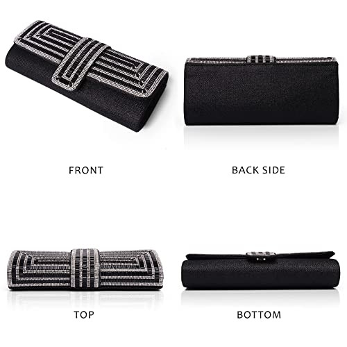 Evening Bag and Clutches for Women Crystal Bag Sparkly Clutch Purse with Black - Picture 4 of 6