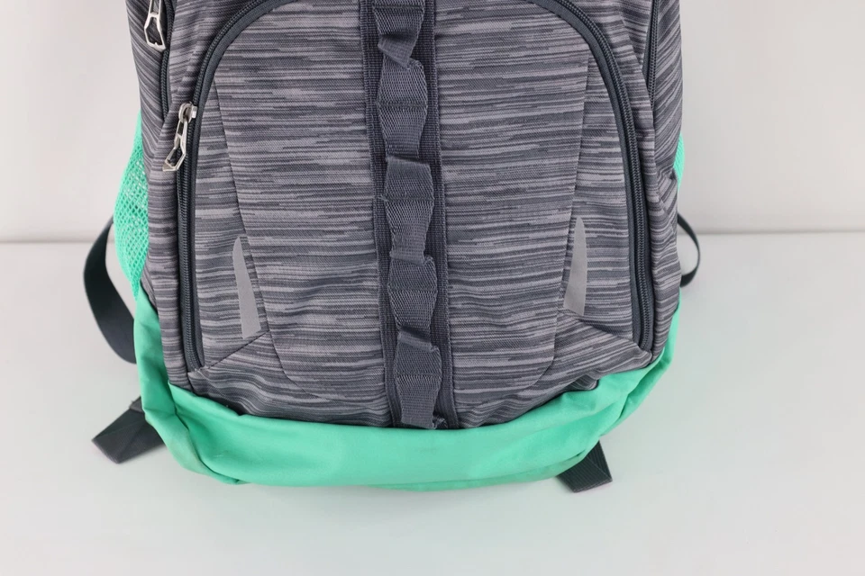 Vintage Adidas Spell Out Striped Loadspring Backpack Book Bag Carry On Gray Teal - Image 4 of 4