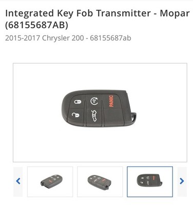 Genuine Mopar  Key Fob Transmitter 68155687AB Chrysler 200 2015-2018 