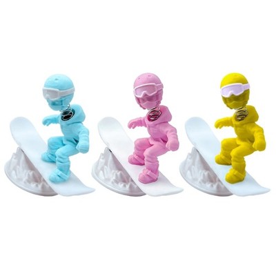 Skiing Character Figurine Dashboard Ornament With Motion Effect For Vehicles