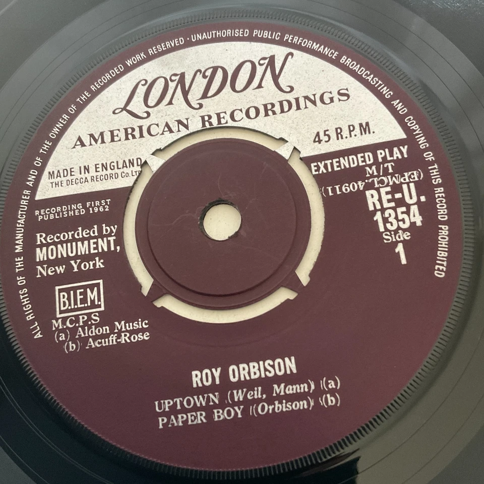 Roy Orbison - Uptown / Paper Boy / Pretty One / With The Bug - 7" EP 1962 London - Image 4 of 4