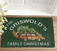 Pottery Barn Happy Holidays Doormat Christmas Tree On Sled 37" X 22"
