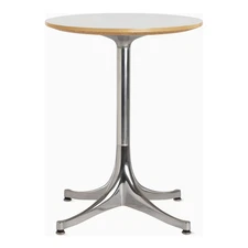 Herman Miller Nelson Pedestal Side Table in White with Silver Base