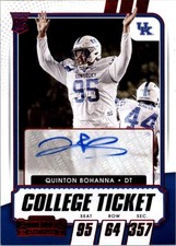 2021 Panini Contenders Draft Picks Game Ticket Red #247 Quinton Bohanna Auto FB