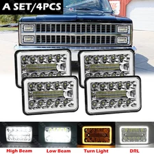 4x 4x6 Hi-Lo LED Headlights Fit 1981 1982 1983 1984 1985 1986 Chevy C10 Trucks