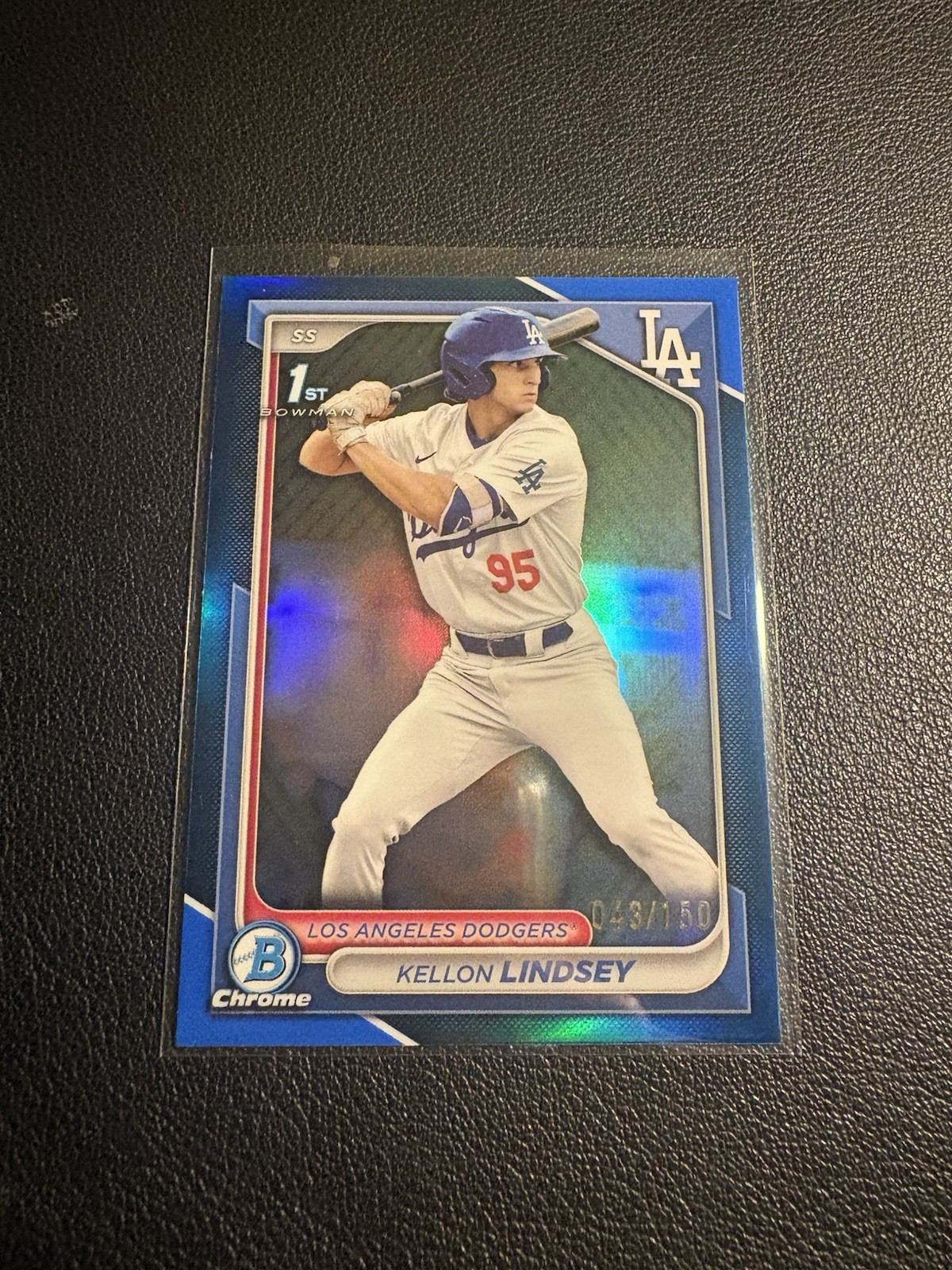 Kellon Lindsey 2024 Bowman Draft Chrome 1st Bowman True Blue Refractor /150