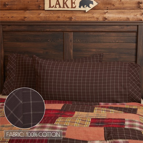 Rustic King Pillow Case Set of 2 Brown Wyatt Cotton Bedroom Decor VHC Brands - 第 5/7 張圖片