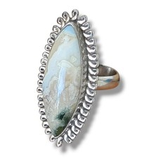 Sterling Silver Ocean Jasper Ring Size 8 1/4