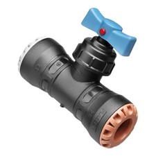 Plass-ONE 25mm x 22mm Push Fit MDPE to Copper Stop Tap - 0341C