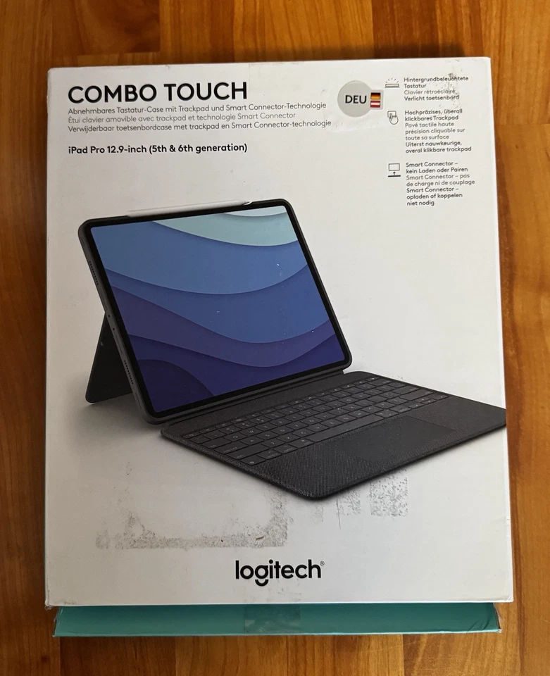 Logitec Combo Touch Tastatur für iPad Pro 12,9 Zoll (5. und 6. Generation) Neu