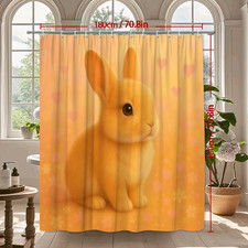 Cute Yellow Bunny Shower Curtain for Kids' Bathroom Decor