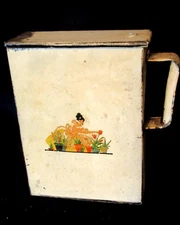 Vintage Farmhouse 1930-50s Farmhouse Tin Laundry Soap Storage for Detergent rare