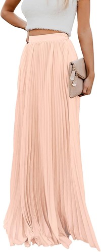 High Waist Maxi Skirt Flowy Pleated Chiffon Boho Summer Casual Beach Wear - Bild 25 von 27