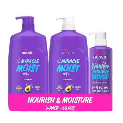 #ad Aussie Miracle Moist Shampoo and Conditioner with 3 Minute Miracle Deep Conditio $47.21