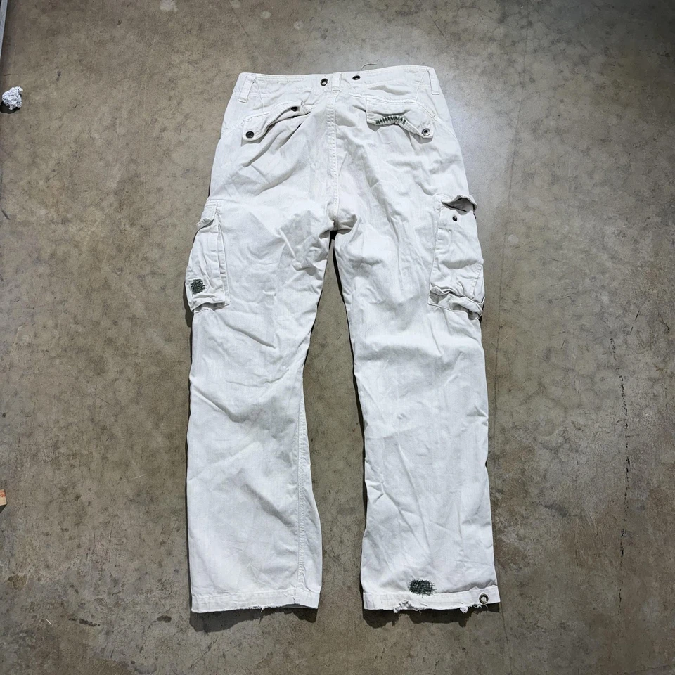 Pantalones utilitarios Guess vintage para hombre 34 blanco roto carga militar Macao años 90 Y2K Foto 4 de 4