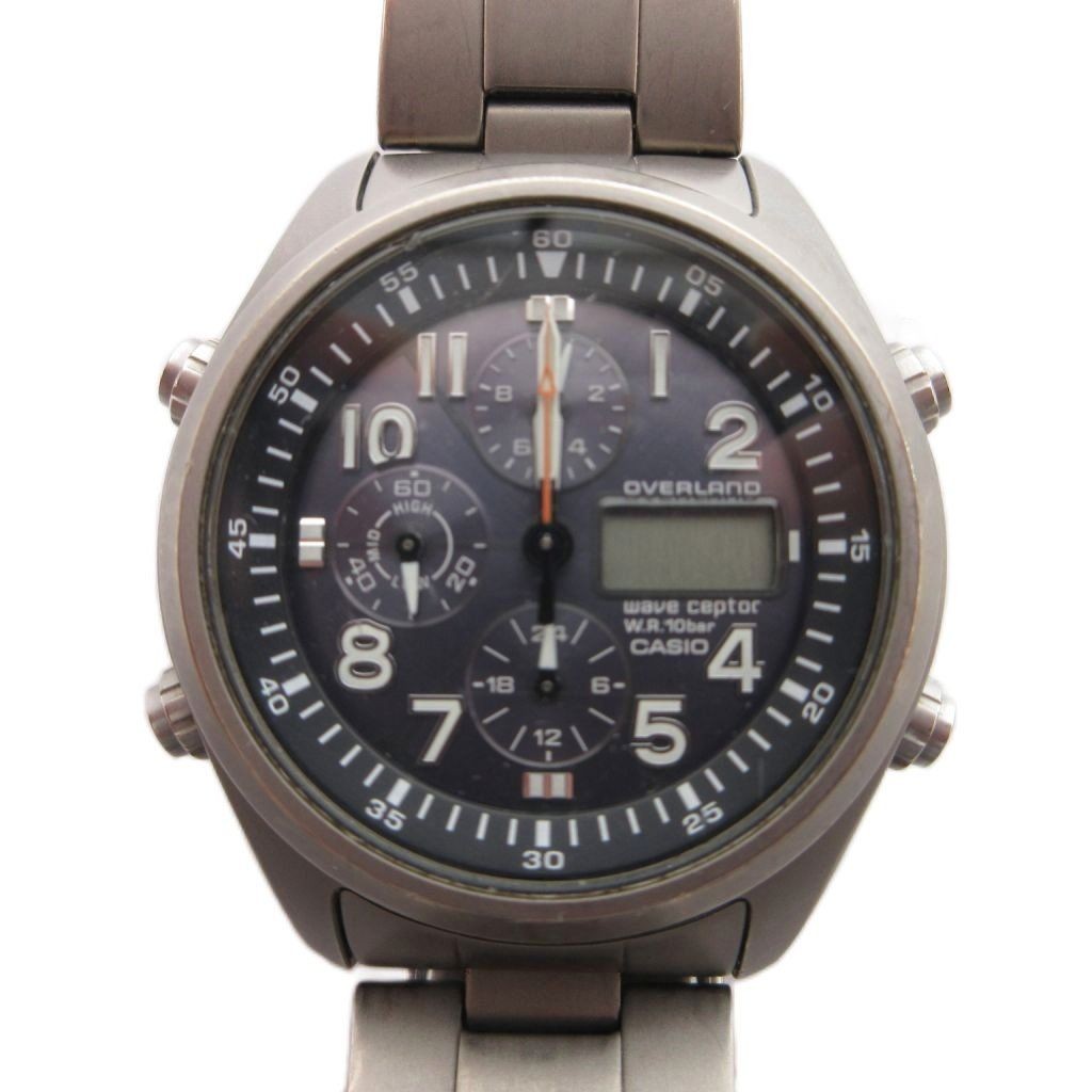 Casio Overland Watch Analog Digital Tough Solar Navy Dial Leather