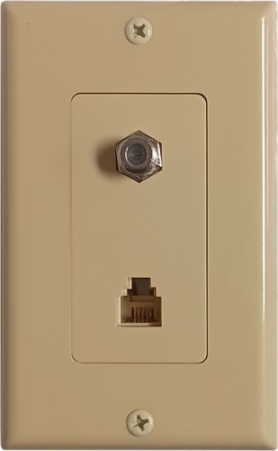 Network Wiring Wall Plate Cable TV Internet Phone Coax F81 F RJ11 Decora 4885 - Afbeelding 2 van 3