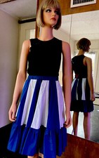Ruth's Creations, Navy and White square dance skirt, 7" ruffle, Large