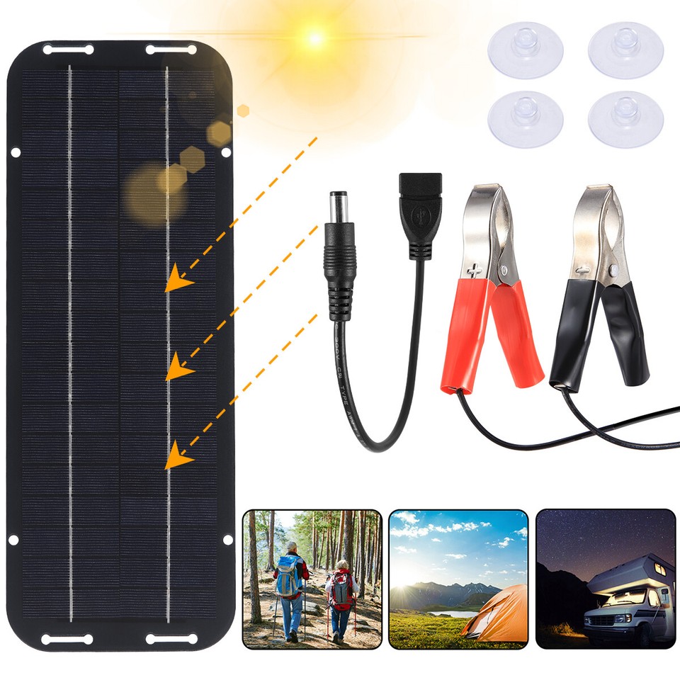 30W Solar Battery Trickle Charger Solar Panel Kit Battery Powered for ...