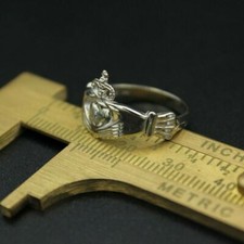 MA MICHAEL ANTHONY 10k WHITE GOLD IRISH CLADDAGH RING SIZE 7.5 UNISEX