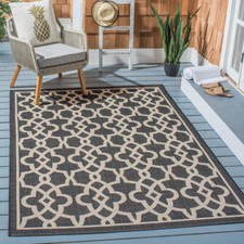 SAFAVIEH Indoor Outdoor CY6071-266 Courtyard Black / Beige Rug