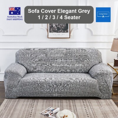 Elegant Grey Sofa Cover Stretch Slipcover Protector for Couch Lounge  Washable