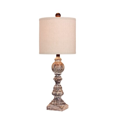 Fangio Lighting 26'' Distressed Balustrade Resin Table Lamp, Brown - W-6241CABR