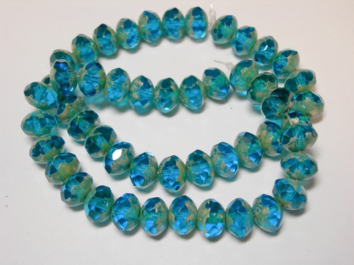 25 cuentas rondelle checas pulidas al fuego azul capri de 8x6 mm con travertino - Imagen 2 de 2