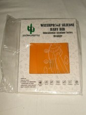 NIB ZOLTAN LIFESTYLE WATERPROOF SILICONE BABY BIB - AIRPLANE SERIES PEACH 6 MO. 