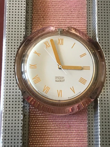 Original Pop SWATCH La Boite (PWK160)-Rosa/Pink/Weiß-Lederarmband-TOP-ZUSTAND! - 第 1/7 張圖片