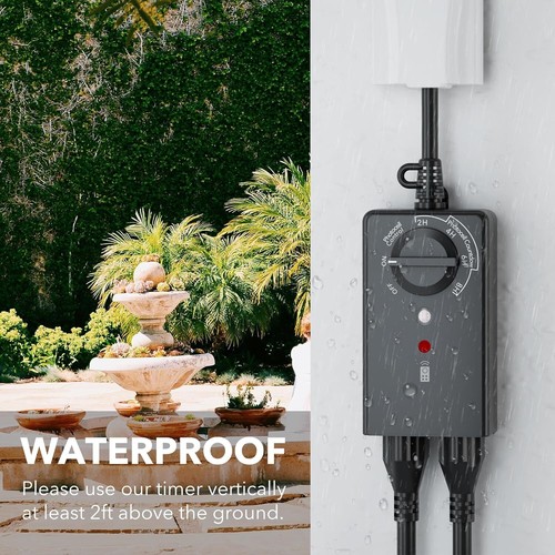 BN-LINK Outdoor Light Timer Waterproof 24Hour Plug in Light Sensor Countdown 15A - Picture 6 of 9