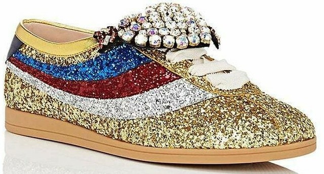gold glitter gucci shoes