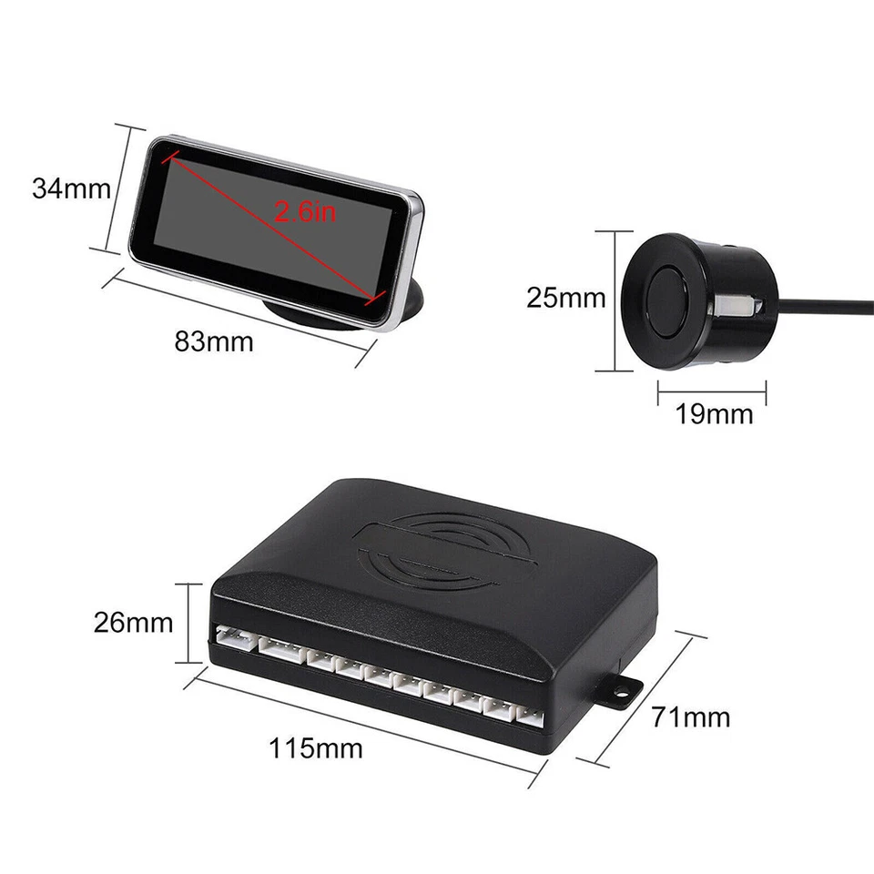 Auto Parking Sensors LCD Display Car Reverse Radar System Alarm Kit + 8 Probe - Image 3 of 4